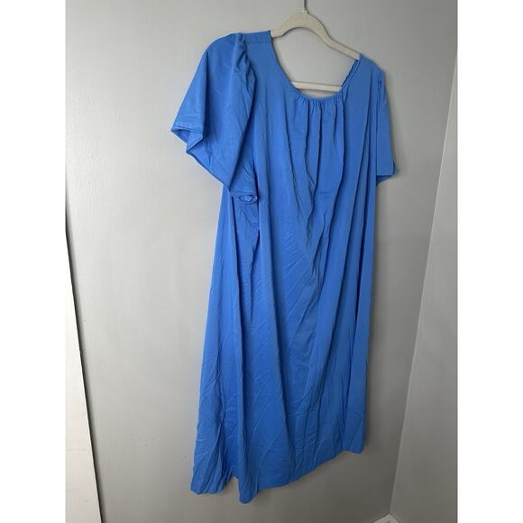 Vintage Nightgown Silky Nylon by Shadowline 1X ROYAL BLUE Petals Collection - Picture 3 of 6